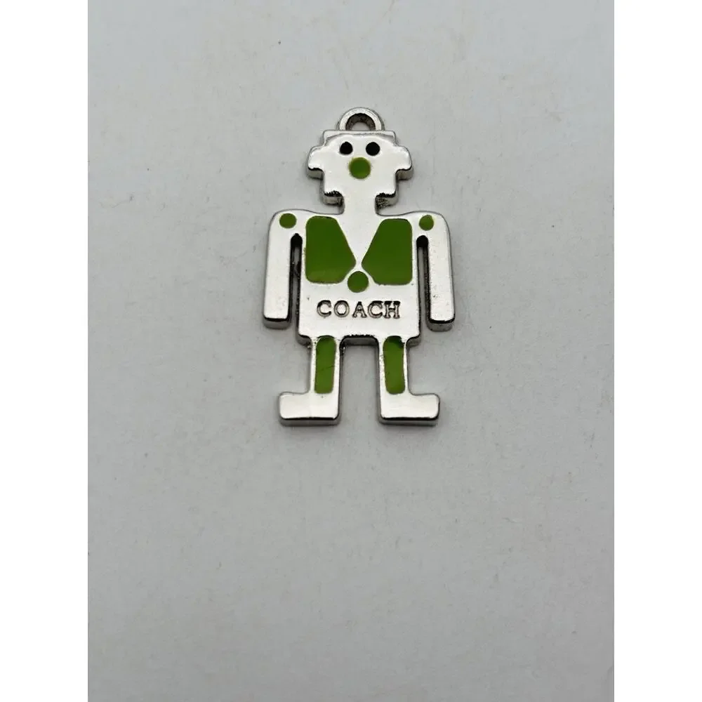 COACH Robot Keychain Silver And Green Metal Charm For Coach Purse Or Bag